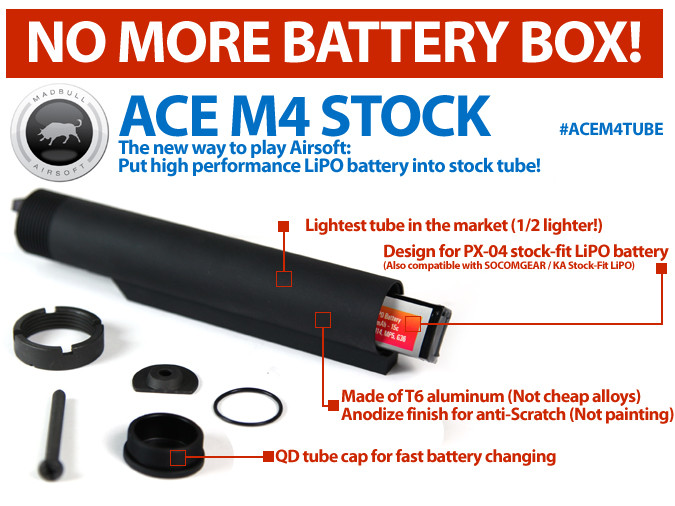 M4 ACE Stock Tube (For LiPO Battery)